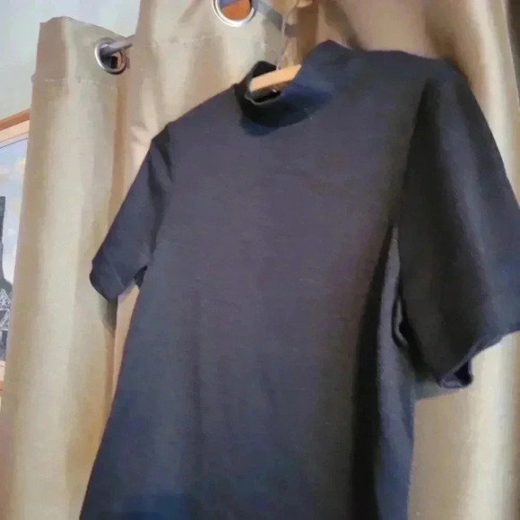 Nancy Bolen City Girl Black Top  with high neck short sleeves medium - Picture 7 of 7